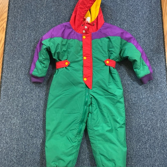 Vintage Hanna Anderson Retro color block Colorful Kids' Snowsuit with Hood